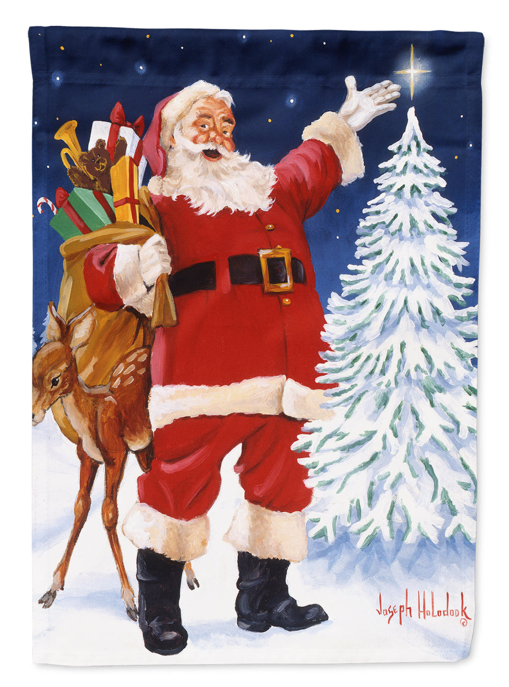 Santa Claus Star Bright House Flag 28x40 Porch Sleeve Pole Decorative Outside Yard Banner Artwork Wall Hanging, Polyester