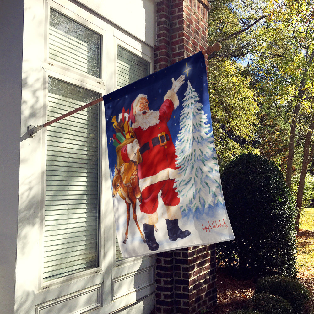 Santa Claus Star Bright House Flag 28x40 Porch Sleeve Pole Decorative Outside Yard Banner Artwork Wall Hanging, Polyester