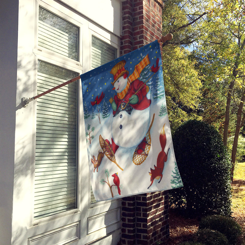 Snowman Snow Shooin House Flag 28x40 Porch Sleeve Pole Decorative Outside Yard Banner Artwork Wall Hanging, Polyester