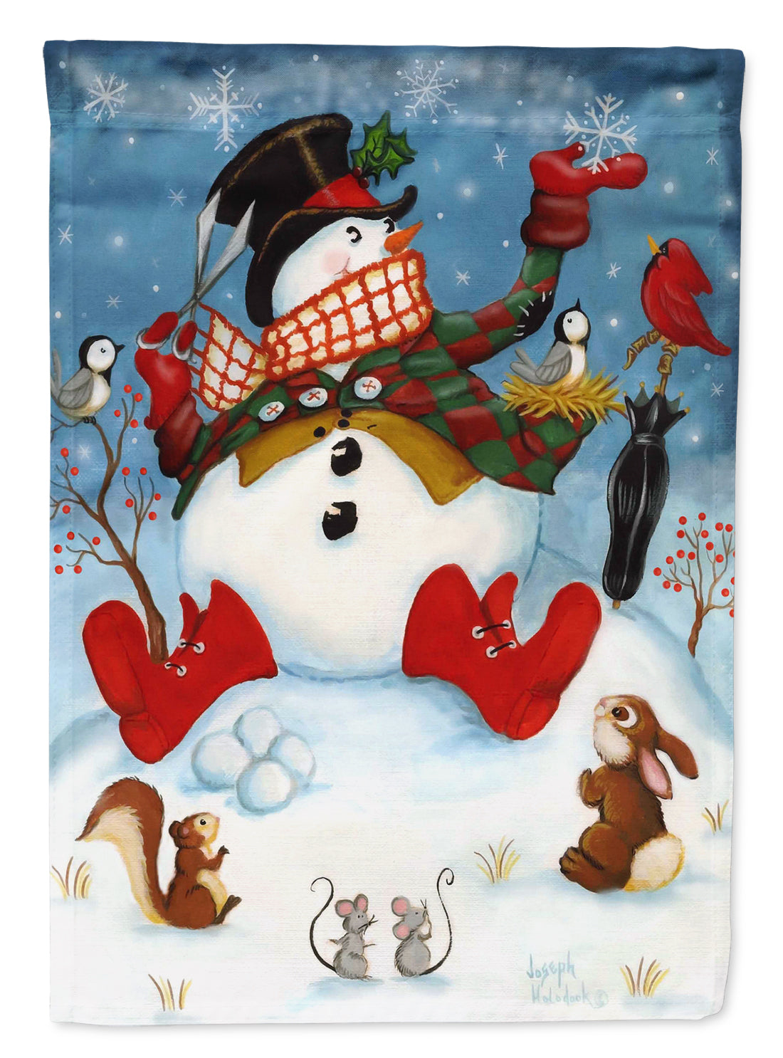 Snowman Snow Maker House Flag 28x40 Porch Sleeve Pole Decorative Outside Yard Banner Artwork Wall Hanging, Polyester
