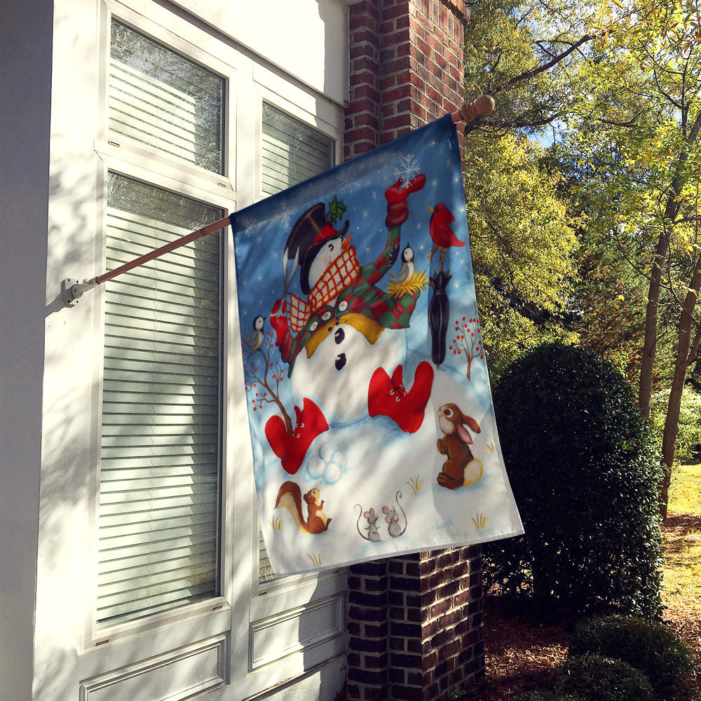 Snowman Snow Maker House Flag 28x40 Porch Sleeve Pole Decorative Outside Yard Banner Artwork Wall Hanging, Polyester