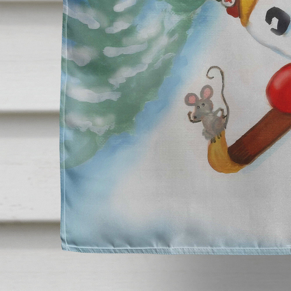 Snowman Ski Party House Flag 28x40 Porch Sleeve Pole Decorative Outside Yard Banner Artwork Wall Hanging, Polyester