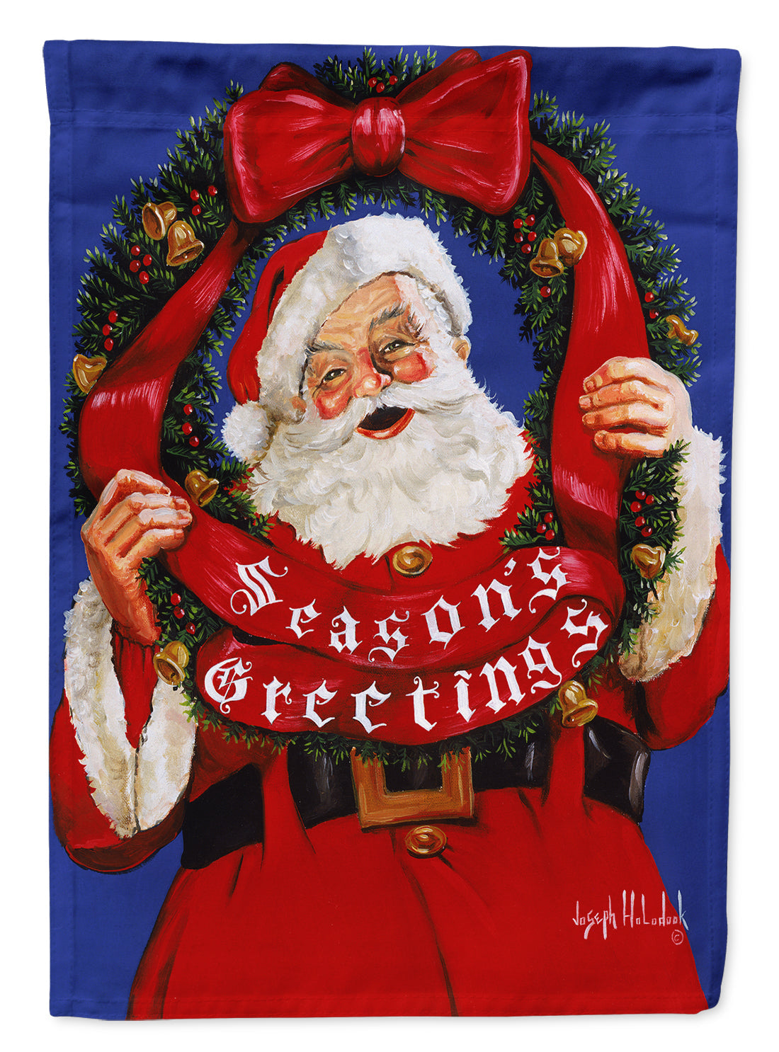 Santa Claus Season's Greetings House Flag 28x40 Porch Sleeve Pole Decorative Outside Yard Banner Artwork Wall Hanging, Polyester