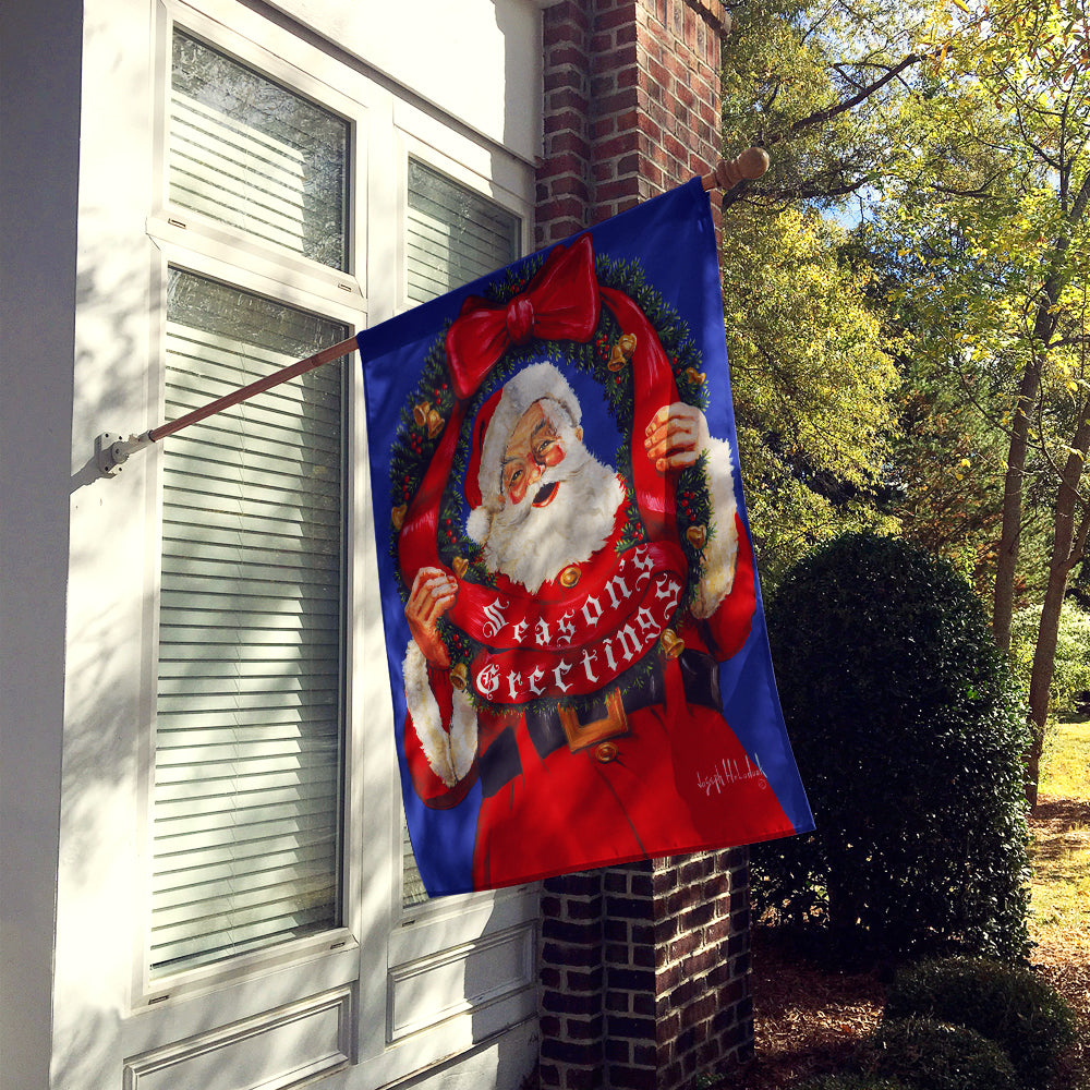 Santa Claus Season's Greetings House Flag 28x40 Porch Sleeve Pole Decorative Outside Yard Banner Artwork Wall Hanging, Polyester