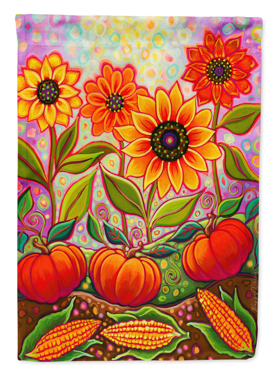 Fall Harvest House Flag 28x40 Porch Sleeve Pole Decorative Outside Yard Banner Artwork Wall Hanging, Polyester
