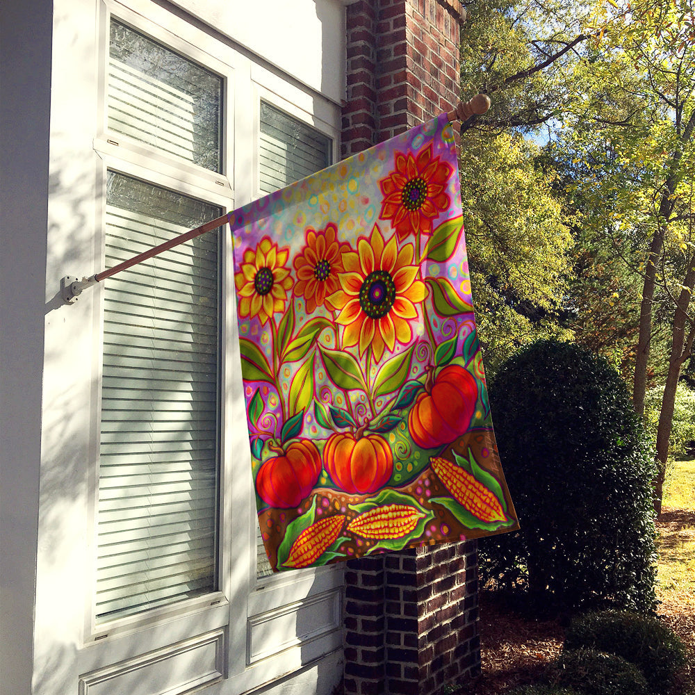 Fall Harvest House Flag 28x40 Porch Sleeve Pole Decorative Outside Yard Banner Artwork Wall Hanging, Polyester