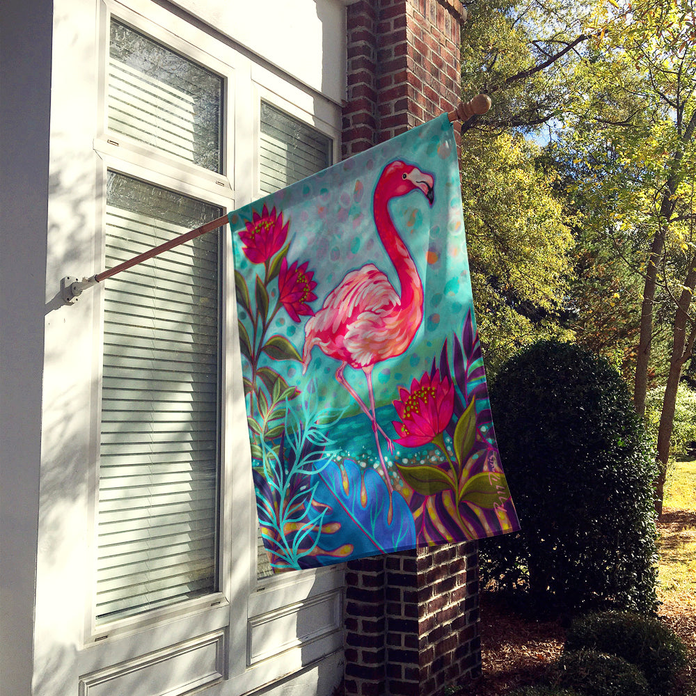 Flamingo Beach House Flag 28x40 Porch Sleeve Pole Decorative Outside Yard Banner Artwork Wall Hanging, Polyester