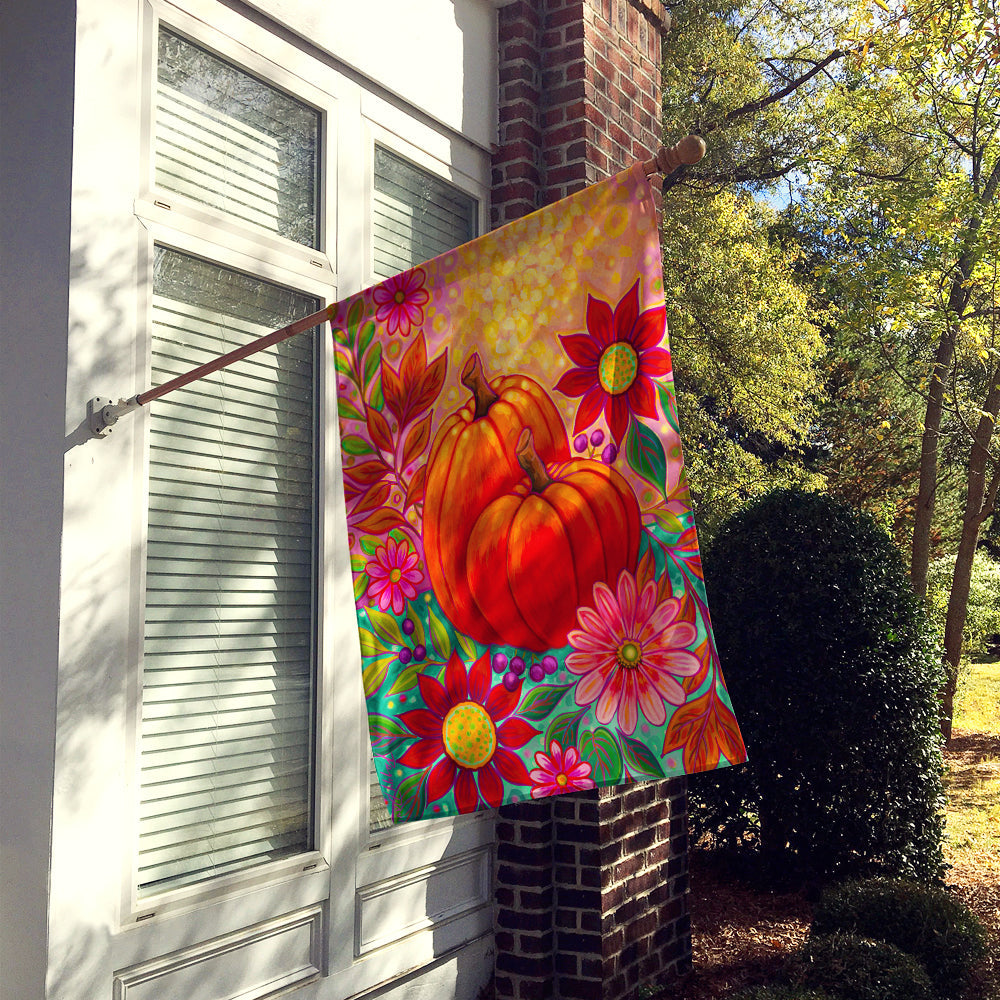 Golden Floral Harvest Fall House Flag 28x40 Porch Sleeve Pole Decorative Outside Yard Banner Artwork Wall Hanging, Polyester