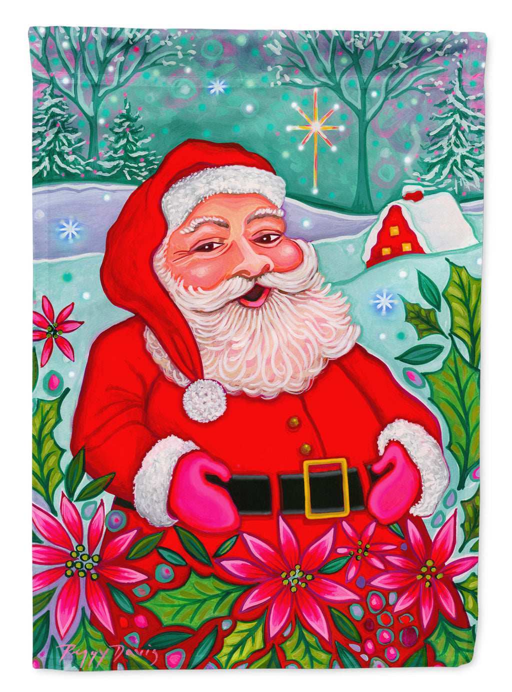 Santa Claus Ho Ho Ho House Flag 28x40 Porch Sleeve Pole Decorative Outside Yard Banner Artwork Wall Hanging, Polyester