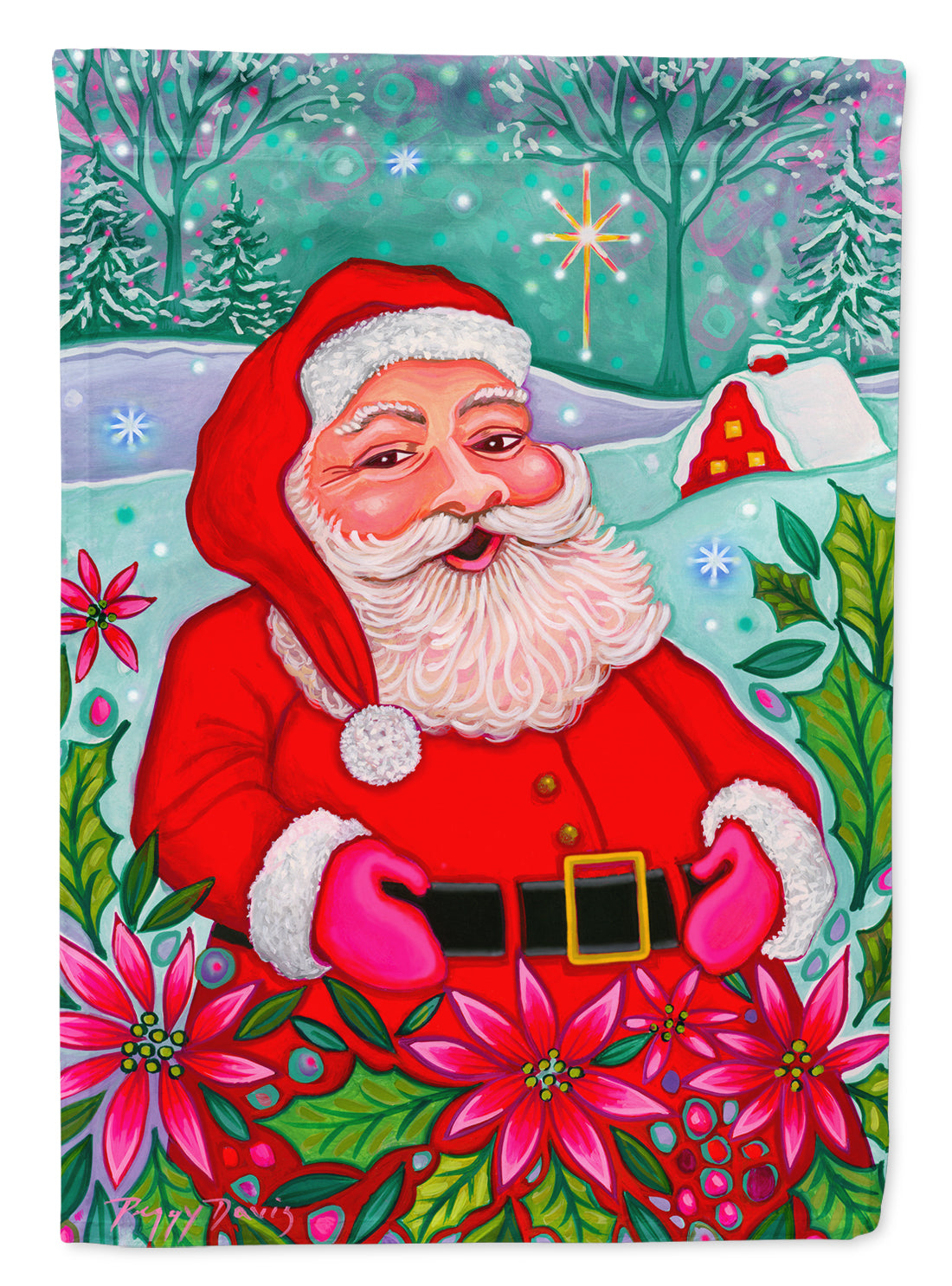 Santa Claus Ho Ho Ho House Flag 28x40 Porch Sleeve Pole Decorative Outside Yard Banner Artwork Wall Hanging, Polyester