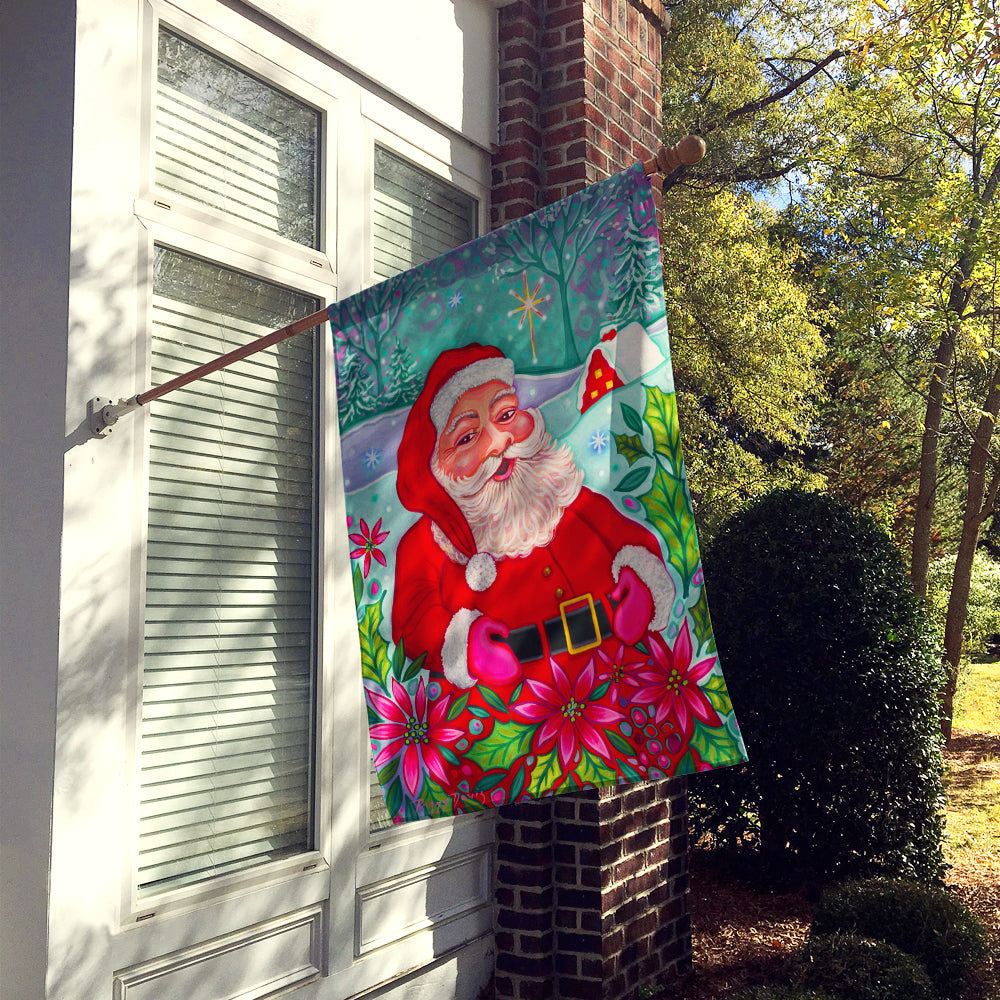 Santa Claus Ho Ho Ho House Flag 28x40 Porch Sleeve Pole Decorative Outside Yard Banner Artwork Wall Hanging, Polyester