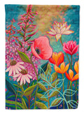 Mon Jardin II Flowers House Flag 28x40 Porch Sleeve Pole Decorative Outside Yard Banner Artwork Wall Hanging, Polyester