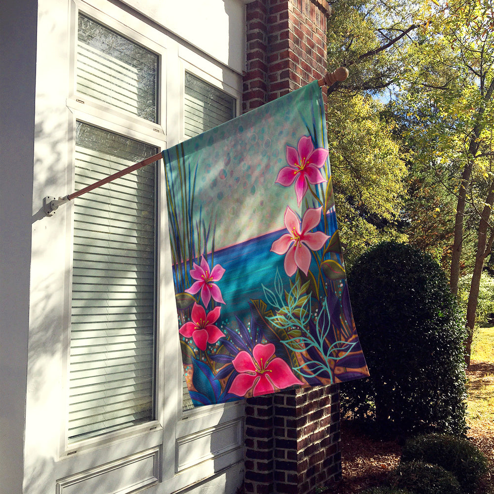 Paradise Flowers House Flag 28x40 Porch Sleeve Pole Decorative Outside Yard Banner Artwork Wall Hanging, Polyester