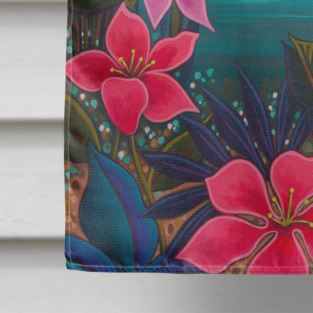 Paradise Flowers House Flag 28x40 Porch Sleeve Pole Decorative Outside Yard Banner Artwork Wall Hanging, Polyester