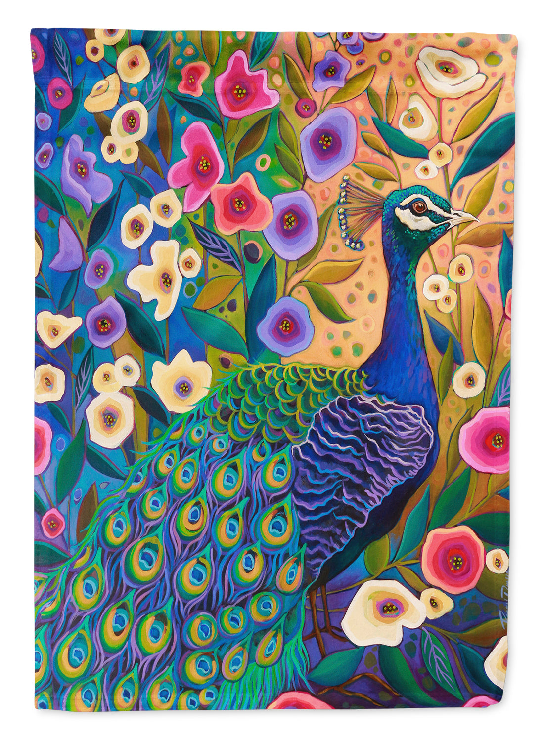 Peacock Portrait House Flag 28x40 Porch Sleeve Pole Decorative Outside Yard Banner Artwork Wall Hanging, Polyester