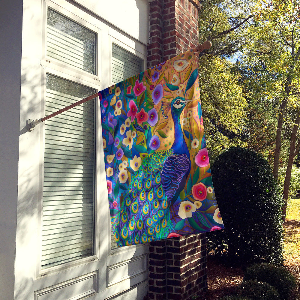 Peacock Portrait House Flag 28x40 Porch Sleeve Pole Decorative Outside Yard Banner Artwork Wall Hanging, Polyester