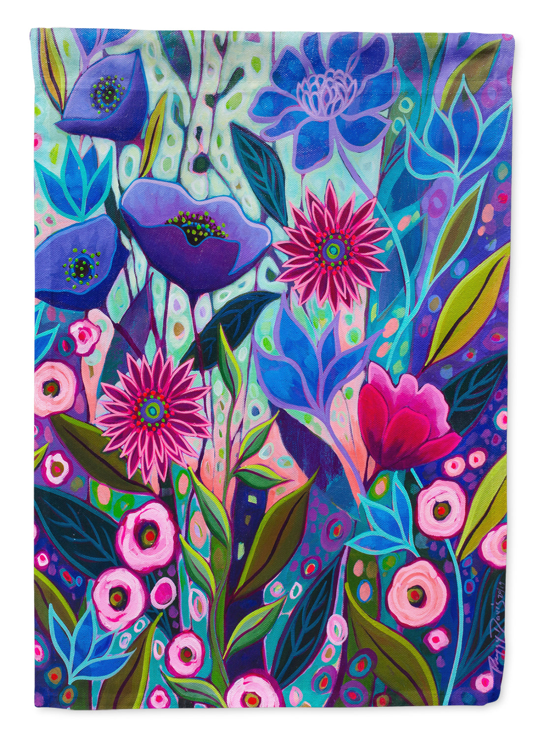 Purple Blossoms II Flowers House Flag 28x40 Porch Sleeve Pole Decorative Outside Yard Banner Artwork Wall Hanging, Polyester