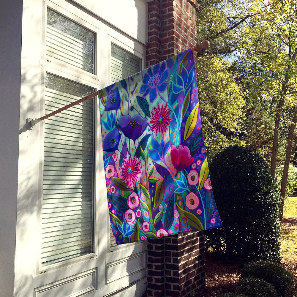 Purple Blossoms II Flowers House Flag 28x40 Porch Sleeve Pole Decorative Outside Yard Banner Artwork Wall Hanging, Polyester
