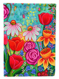 Bright Spring Flowers House Flag 28x40 Porch Sleeve Pole Decorative Outside Yard Banner Artwork Wall Hanging, Polyester
