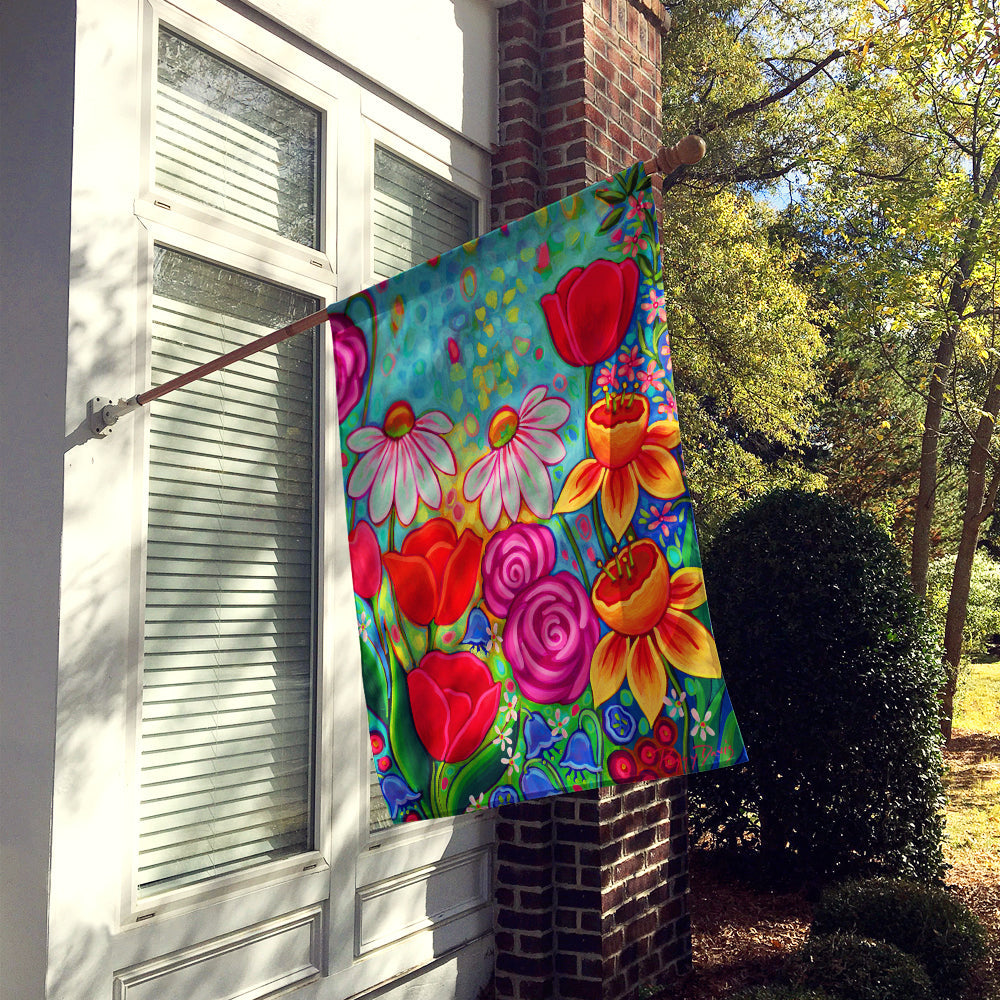Bright Spring Flowers House Flag 28x40 Porch Sleeve Pole Decorative Outside Yard Banner Artwork Wall Hanging, Polyester
