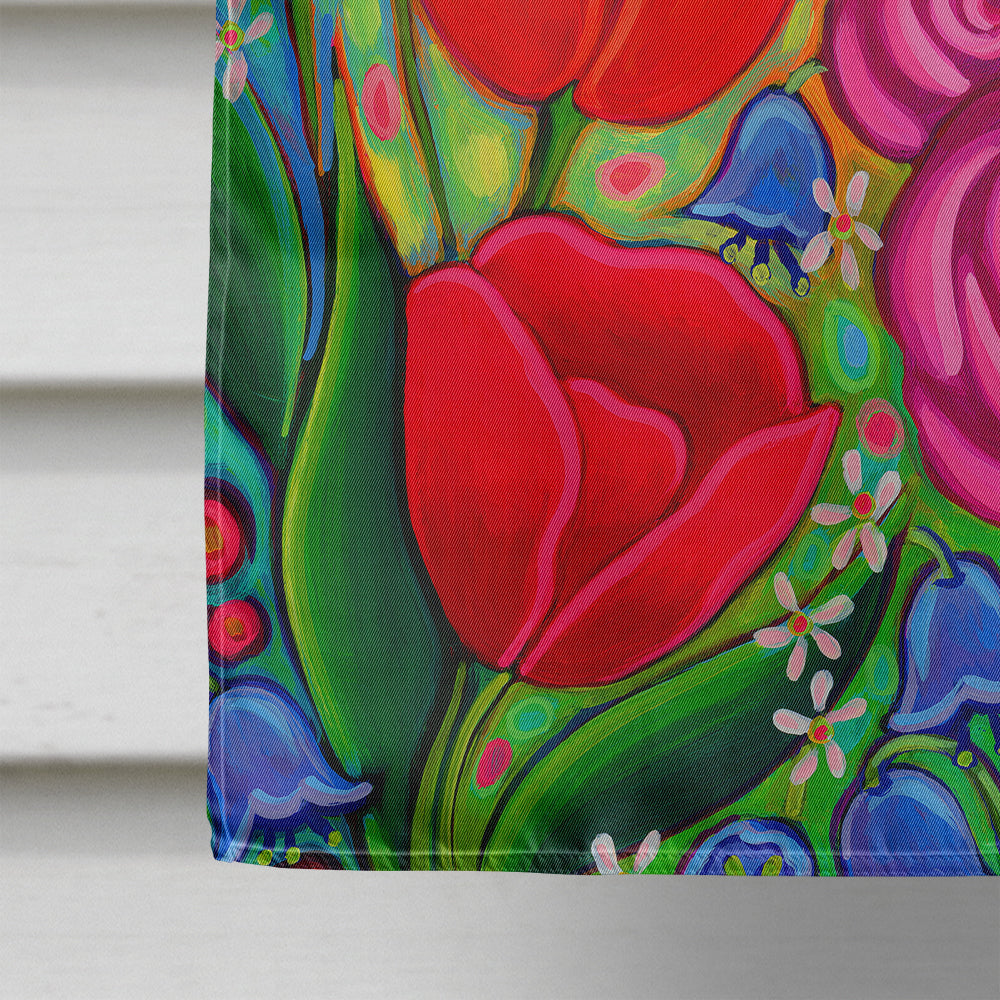 Bright Spring Flowers House Flag 28x40 Porch Sleeve Pole Decorative Outside Yard Banner Artwork Wall Hanging, Polyester