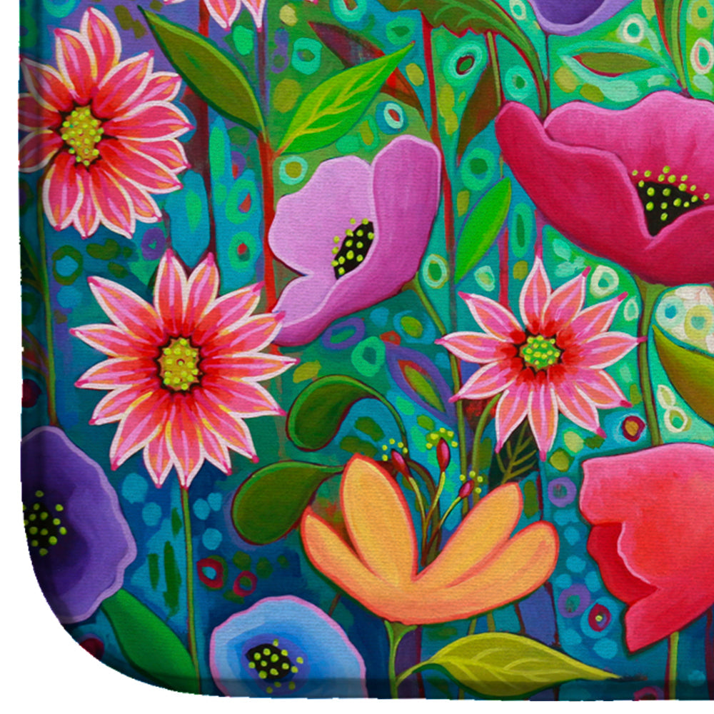 Enchanted Garden Flowers Dish Drying Mat Absorbent Dish Drying Mat Pad for Kitchen Counter Dish Drainer Mat for Countertop, 14 x 21", Multicolor