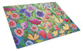 Enchanted Garden Flowers Cutting Board Tempered Glass Kitchen Cutting Surface, Heat Resistant Chopping, Non-Slip Feet, Food Prep & Serving
