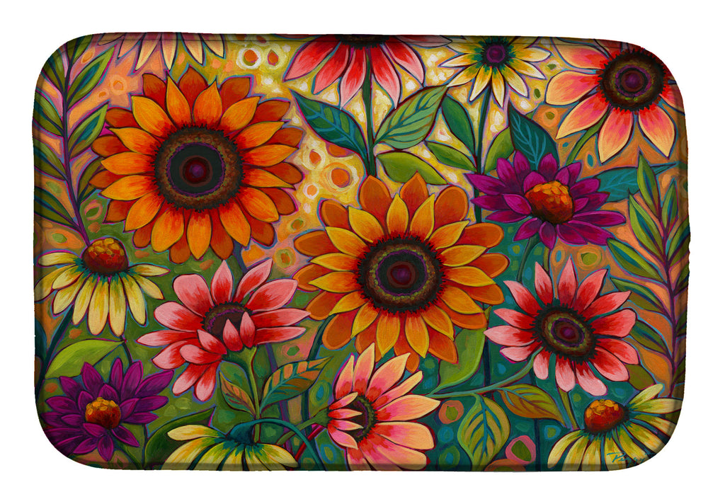 Fall Sunflower Surprise Dish Drying Mat Absorbent Dish Drying Mat Pad for Kitchen Counter Dish Drainer Mat for Countertop, 14 x 21", Multicolor