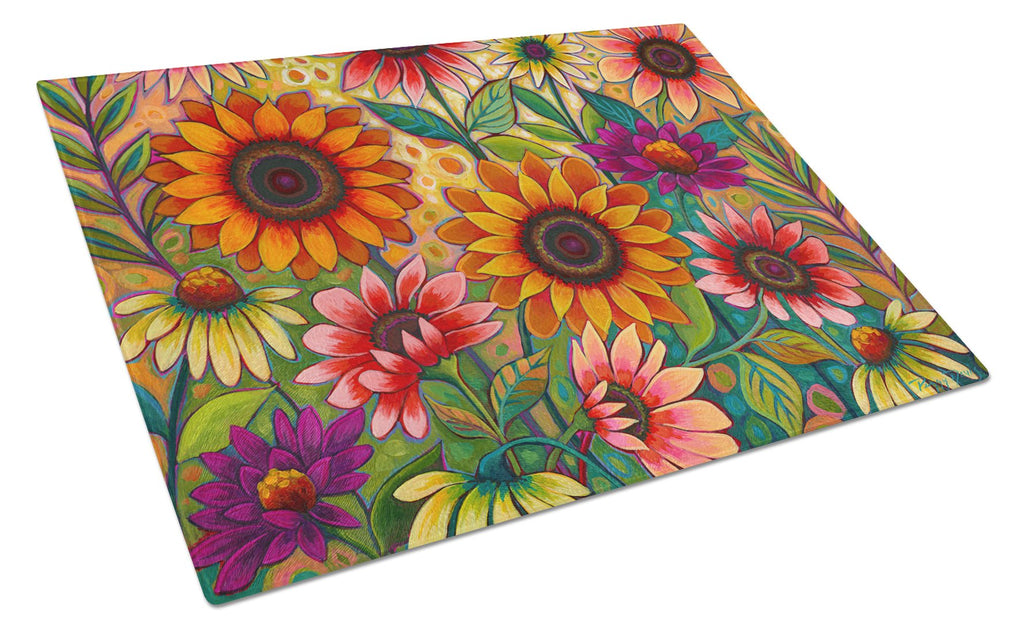 Fall Sunflower Surprise Cutting Board Tempered Glass Kitchen Cutting Surface, Heat Resistant Chopping, Non-Slip Feet, Food Prep & Serving