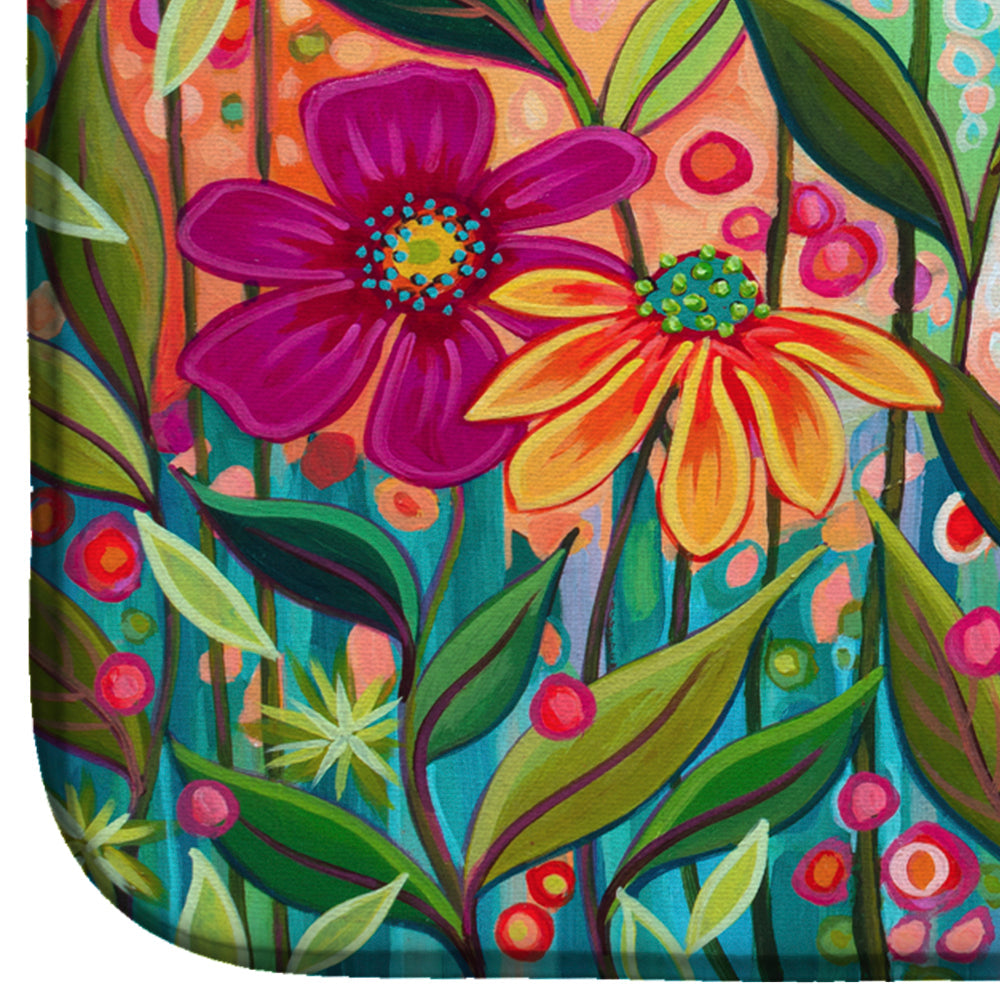 Fanciful Flowers Dish Drying Mat Absorbent Dish Drying Mat Pad for Kitchen Counter Dish Drainer Mat for Countertop, 14 x 21", Multicolor