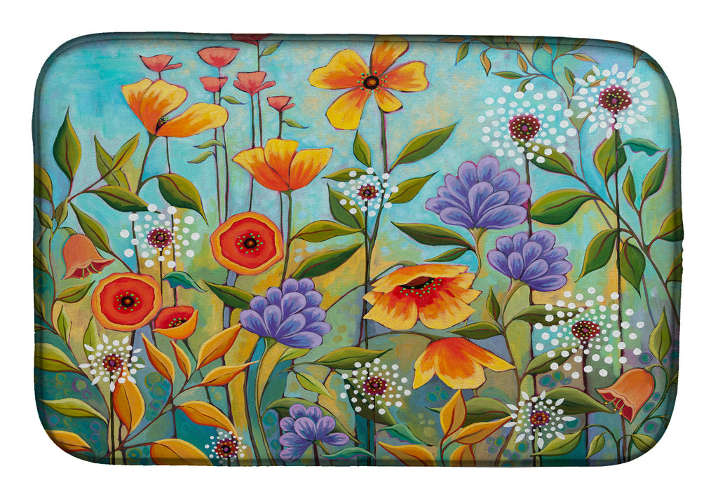 Fresh Air Flowers Dish Drying Mat Absorbent Dish Drying Mat Pad for Kitchen Counter Dish Drainer Mat for Countertop, 14 x 21", Multicolor