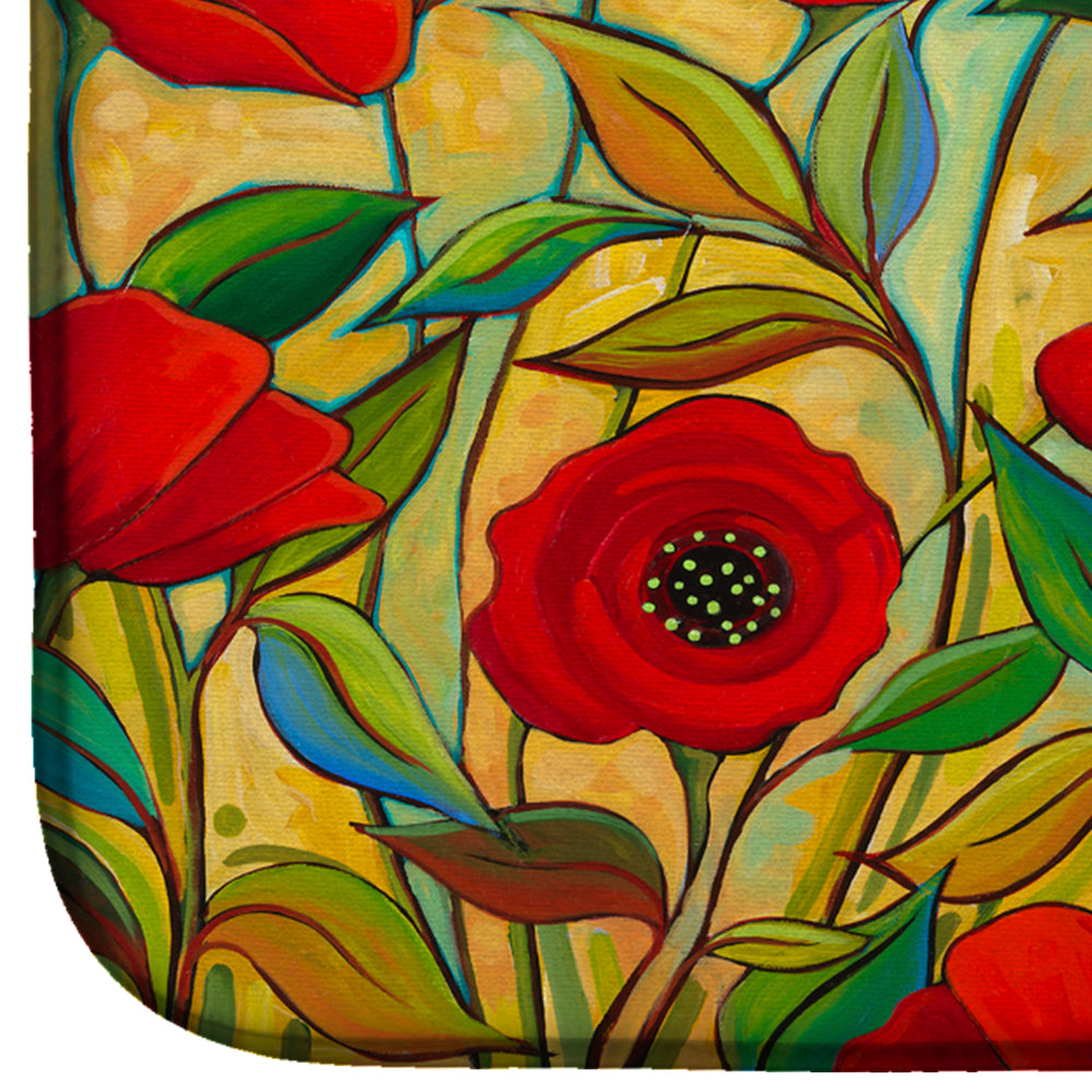 Poppy Garden Flowers Dish Drying Mat Absorbent Dish Drying Mat Pad for Kitchen Counter Dish Drainer Mat for Countertop, 14 x 21", Multicolor