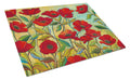 Poppy Garden Flowers Cutting Board Tempered Glass Kitchen Cutting Surface, Heat Resistant Chopping, Non-Slip Feet, Food Prep & Serving