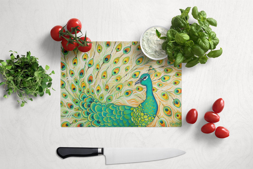 Pretty Pretty Peacock Cutting Board Tempered Glass Kitchen Cutting Surface, Heat Resistant Chopping, Non-Slip Feet, Food Prep & Serving