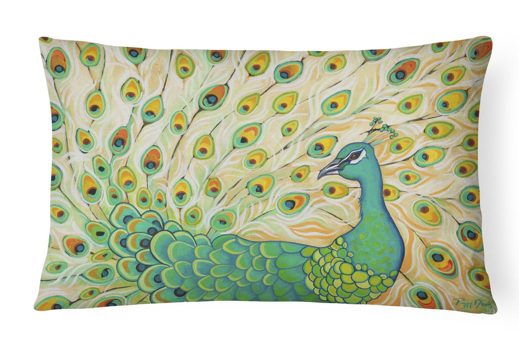 Pretty Pretty Peacock Decorative Throw Pillow 12x16 Indoor Outdoor Accent Cushion, Fabric Cover with Insert for Sofa, Bed, Porch & Living Room