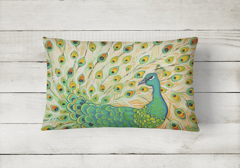 Pretty Pretty Peacock Decorative Throw Pillow 12x16 Indoor Outdoor Accent Cushion, Fabric Cover with Insert for Sofa, Bed, Porch & Living Room