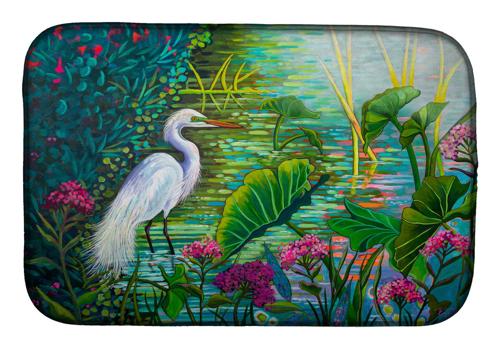 Testing the Waters Heron Dish Drying Mat Absorbent Dish Drying Mat Pad for Kitchen Counter Dish Drainer Mat for Countertop, 14 x 21", Multicolor
