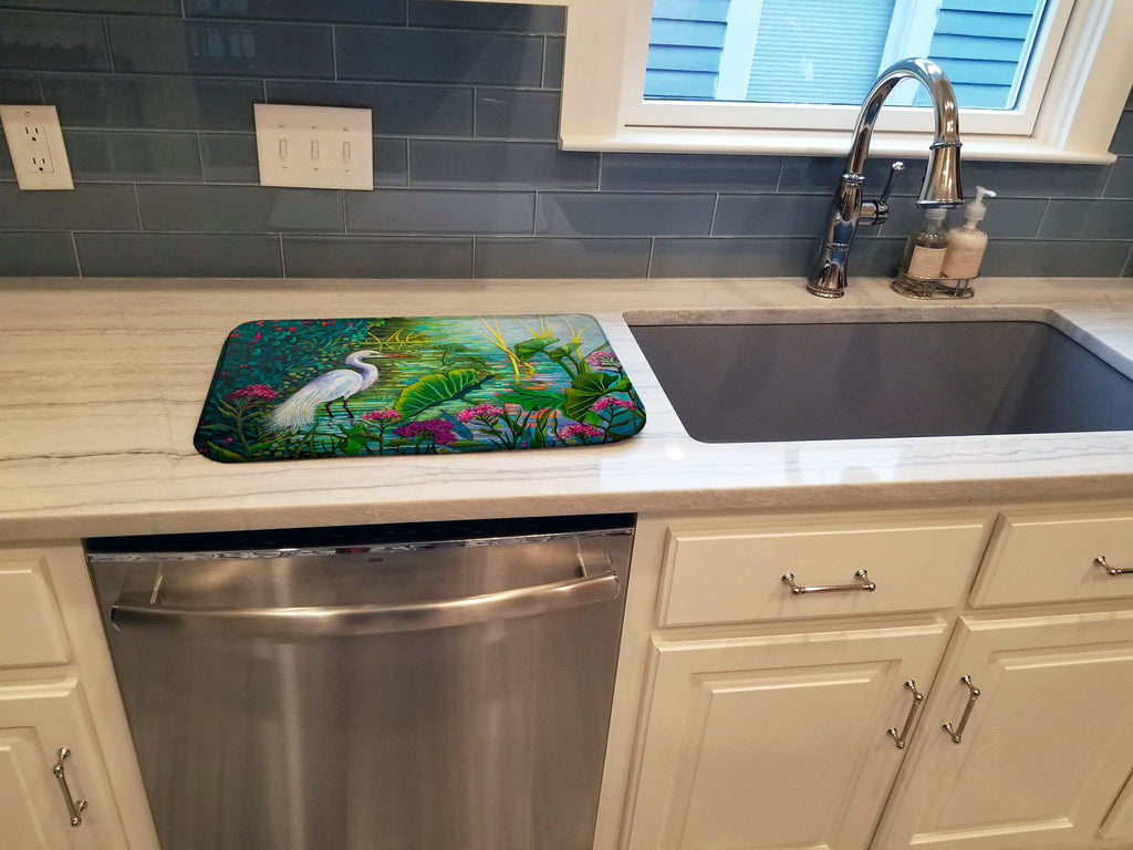 Testing the Waters Heron Dish Drying Mat Absorbent Dish Drying Mat Pad for Kitchen Counter Dish Drainer Mat for Countertop, 14 x 21", Multicolor