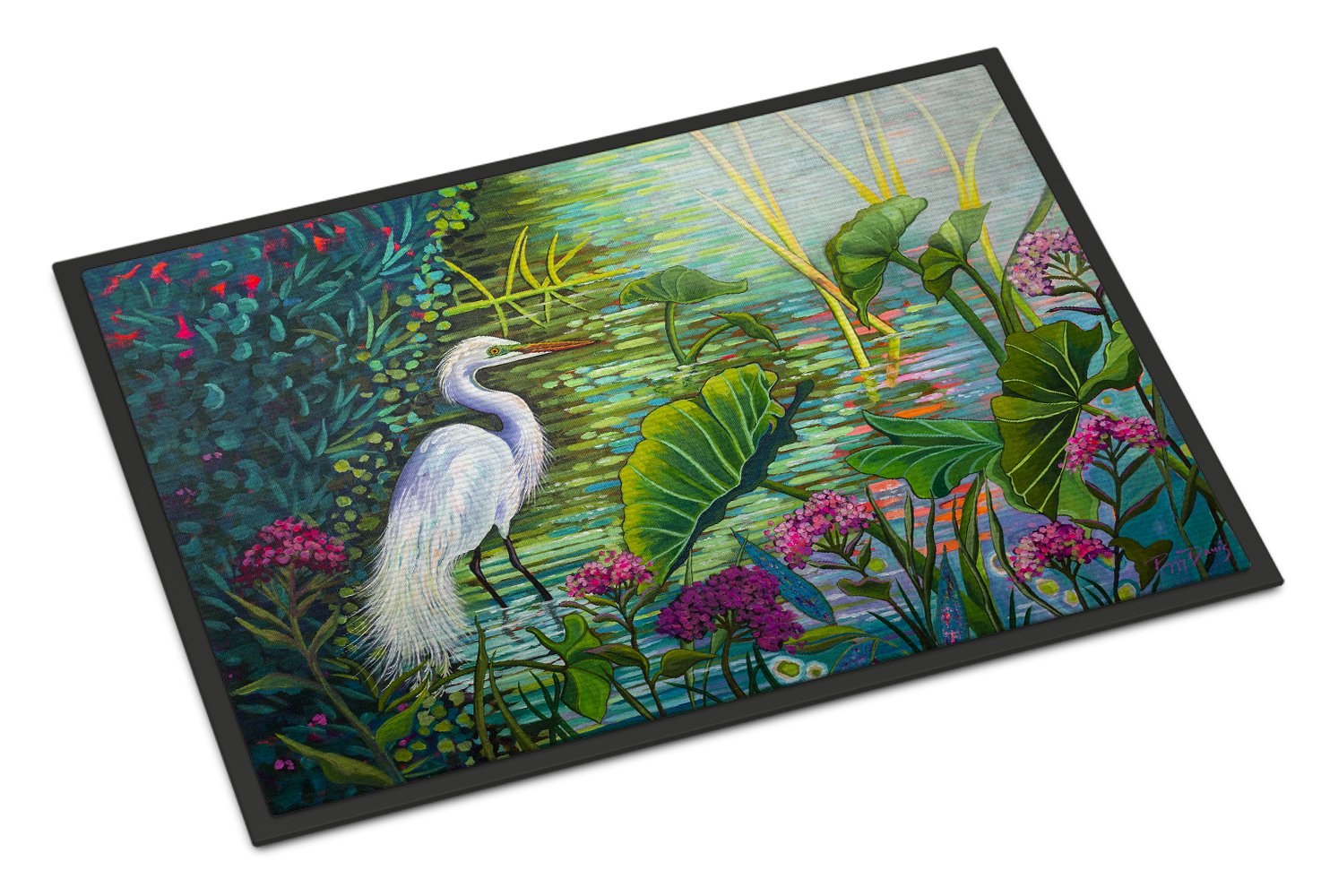Testing the Waters Heron Doormat Indoor Outdoor 24H X 36W Front Door Mat Rugs for Entryway, Non Slip Washable Low Pile,