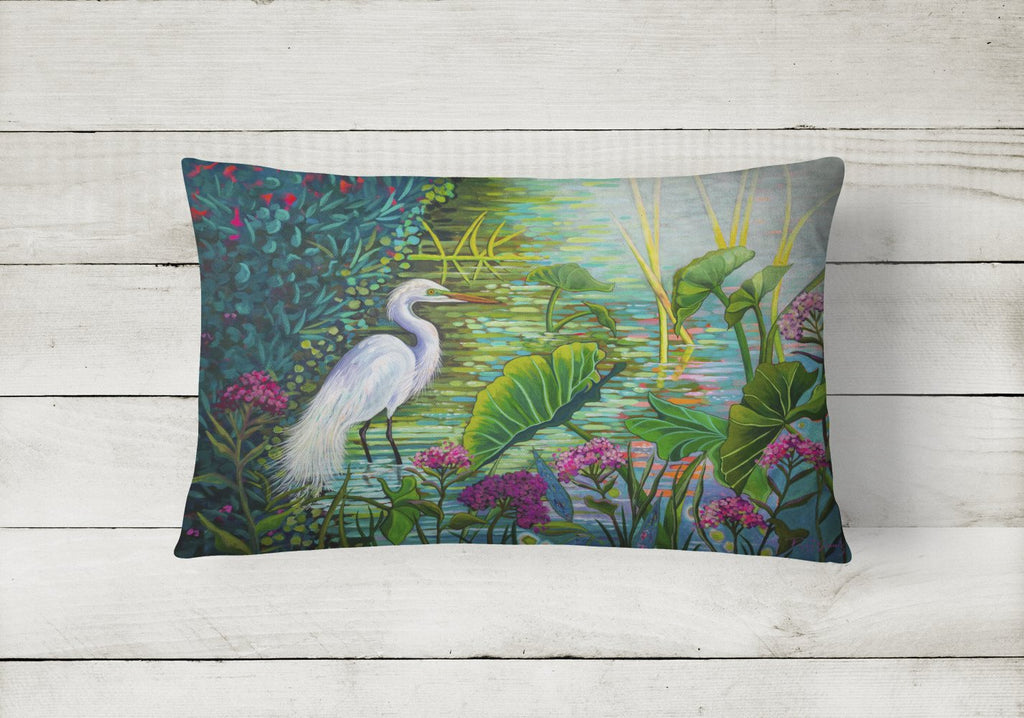 Testing the Waters Heron Decorative Throw Pillow 12x16 Indoor Outdoor Accent Cushion, Fabric Cover with Insert for Sofa, Bed, Porch & Living Room