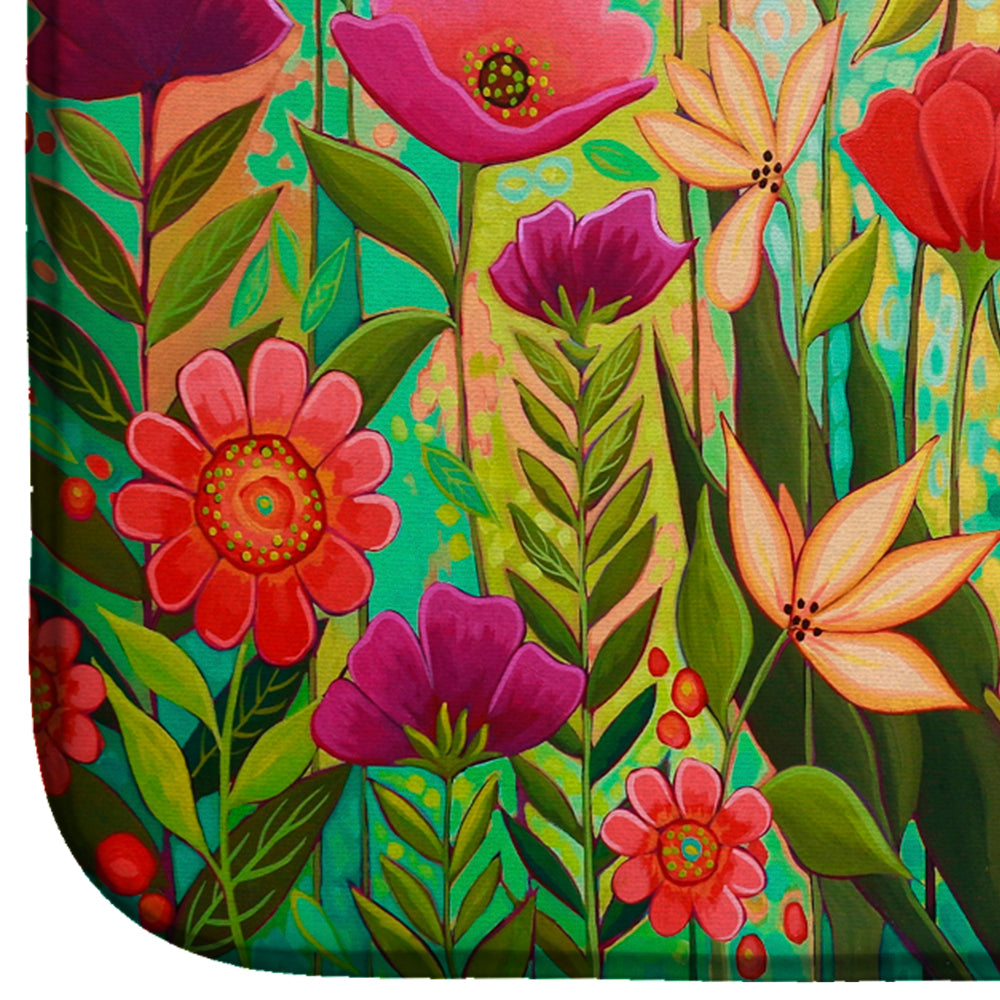 Wild Beauty Flowers Dish Drying Mat Absorbent Dish Drying Mat Pad for Kitchen Counter Dish Drainer Mat for Countertop, 14 x 21", Multicolor
