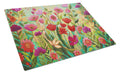 Wild Beauty Flowers Cutting Board Tempered Glass Kitchen Cutting Surface, Heat Resistant Chopping, Non-Slip Feet, Food Prep & Serving