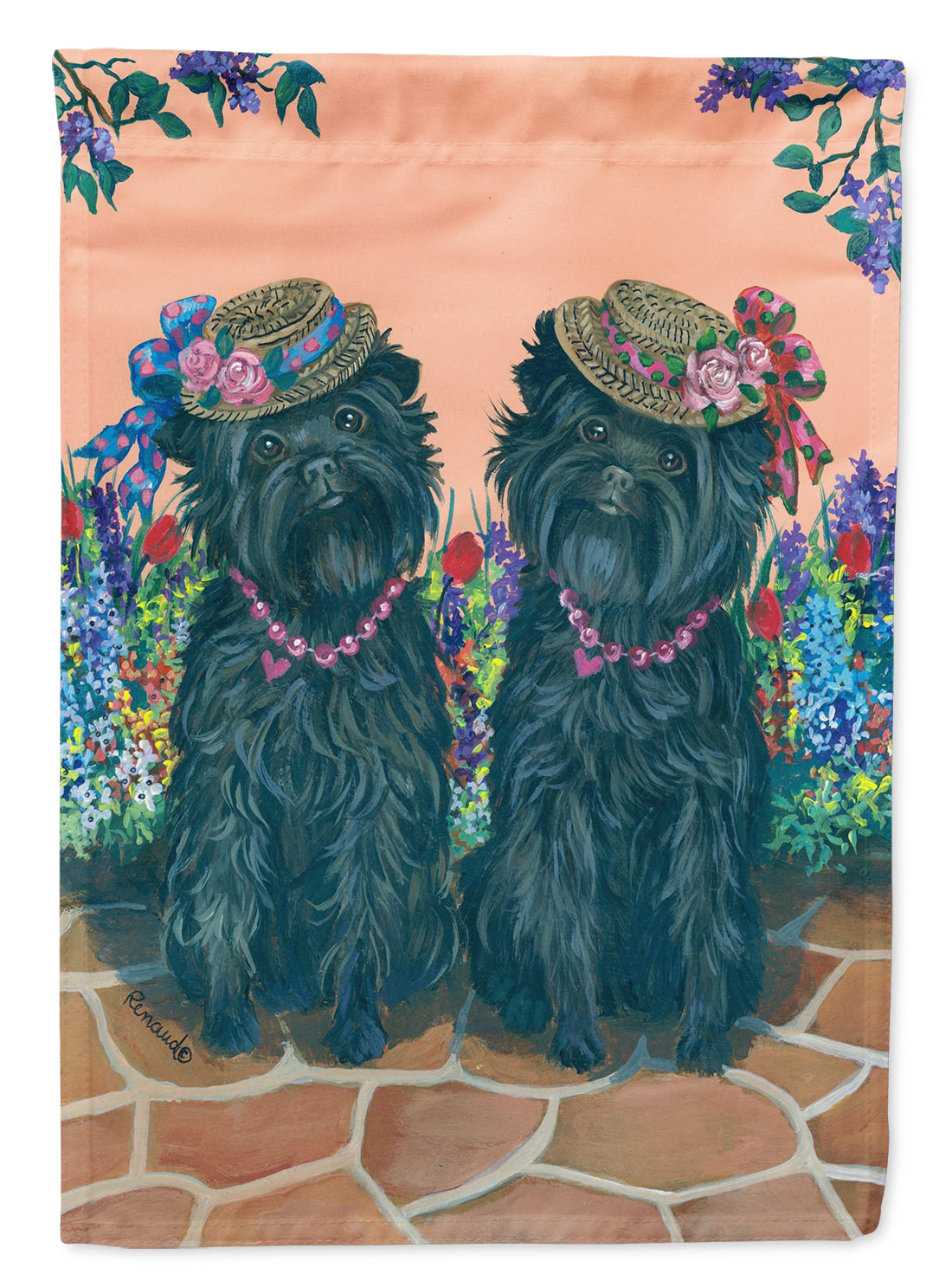 Affenpinscher Sisters House Flag 28x40 Porch Sleeve Pole Decorative Outside Yard Banner Artwork Wall Hanging, Polyester