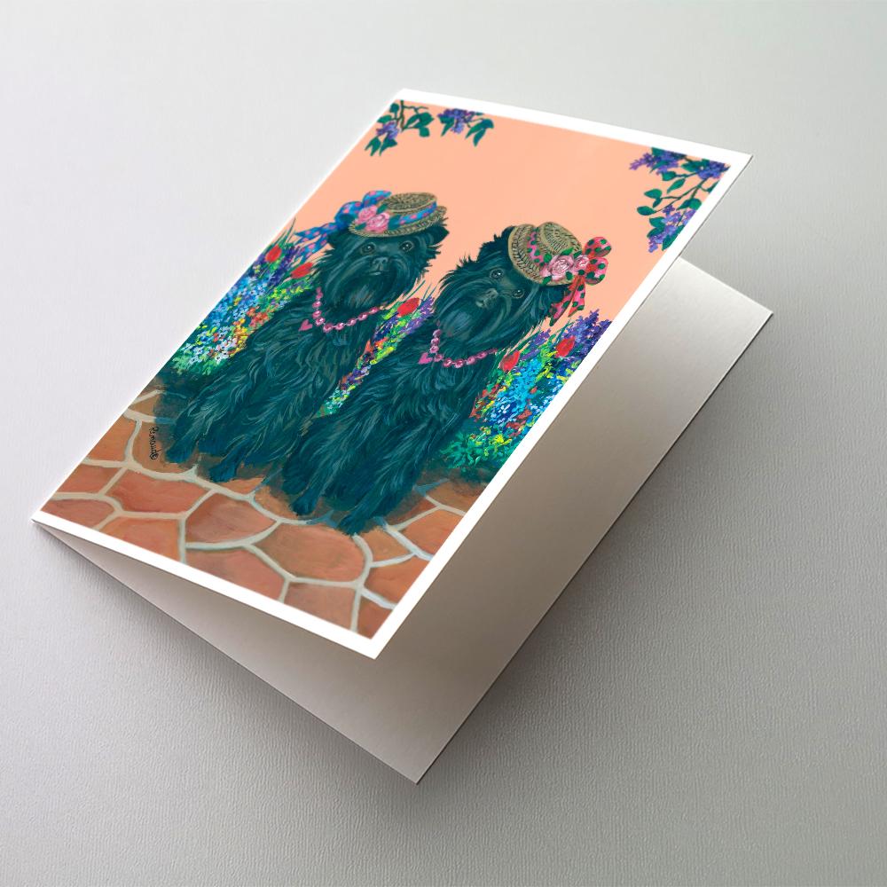 Affenpinscher Sisters Greeting Cards Pack of 8 Blank Cards with Envelopes Whimsical A7 Size 5x7