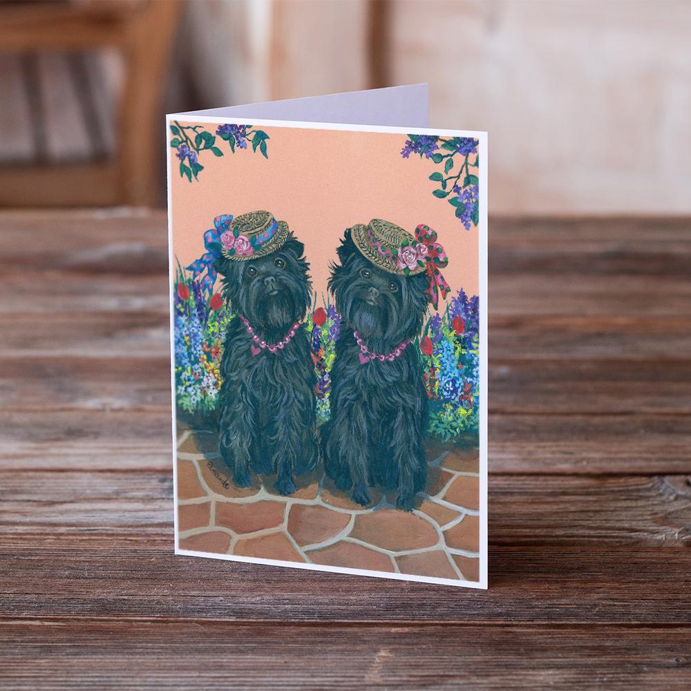 Affenpinscher Sisters Greeting Cards Pack of 8 Blank Cards with Envelopes Whimsical A7 Size 5x7