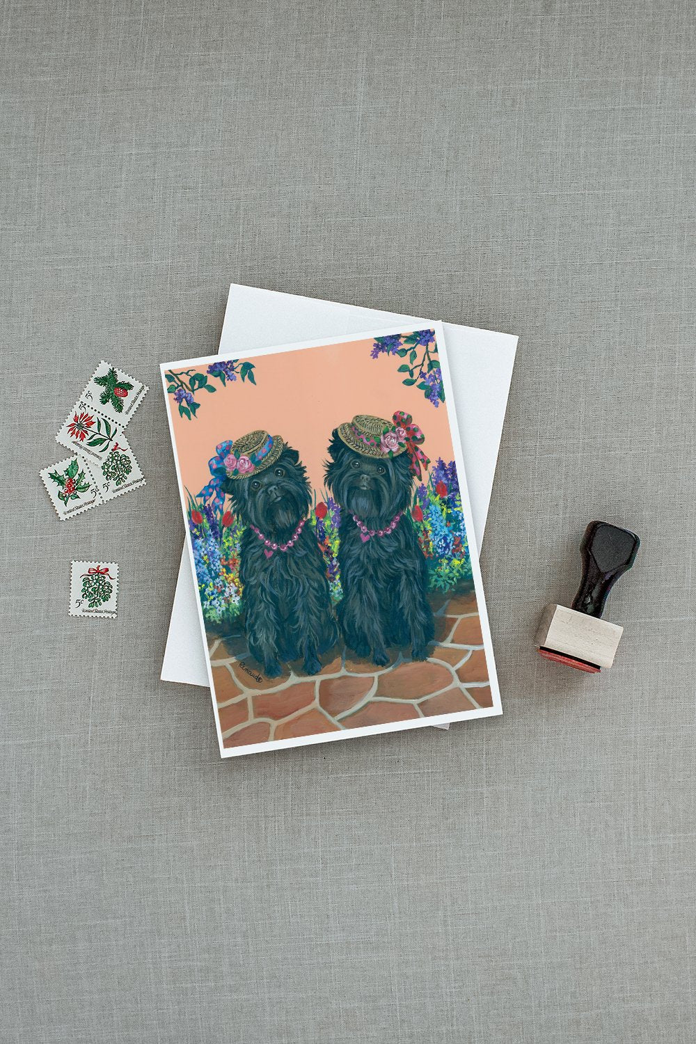 Affenpinscher Sisters Greeting Cards Pack of 8 Blank Cards with Envelopes Whimsical A7 Size 5x7