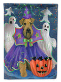 Airedale Boo Hoo Halloween House Flag 28x40 Porch Sleeve Pole Decorative Outside Yard Banner Artwork Wall Hanging, Polyester