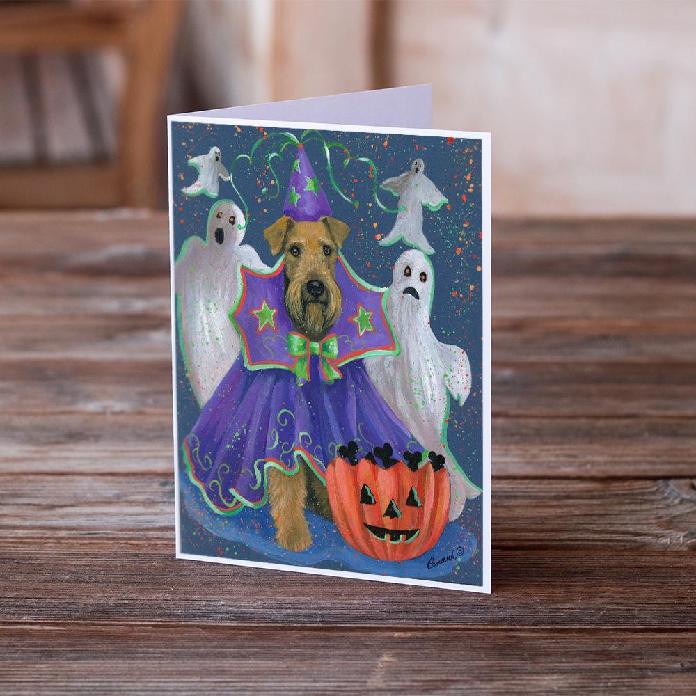 Airedale Boo Hoo Halloween Greeting Cards Pack of 8 Blank Cards with Envelopes Whimsical A7 Size 5x7