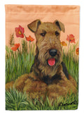 Airedale Terrier Poppies House Flag 28x40 Porch Sleeve Pole Decorative Outside Yard Banner Artwork Wall Hanging, Polyester