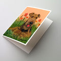 Airedale Terrier Poppies Greeting Cards Pack of 8 Blank Cards with Envelopes Whimsical A7 Size 5x7